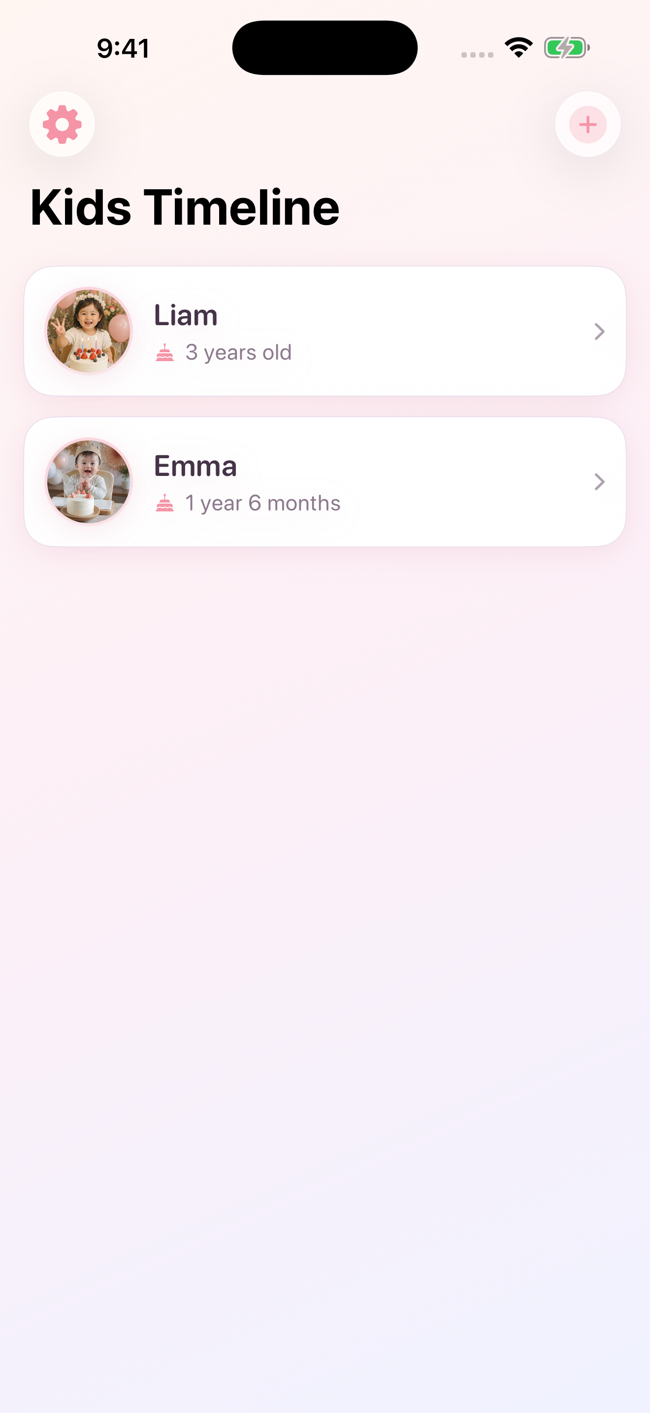 Child list and the diary on iPad